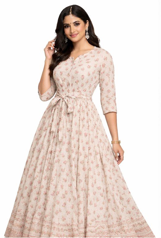 Premium Floral Cotton Maxi Gown – Soft Fabric - Image 3