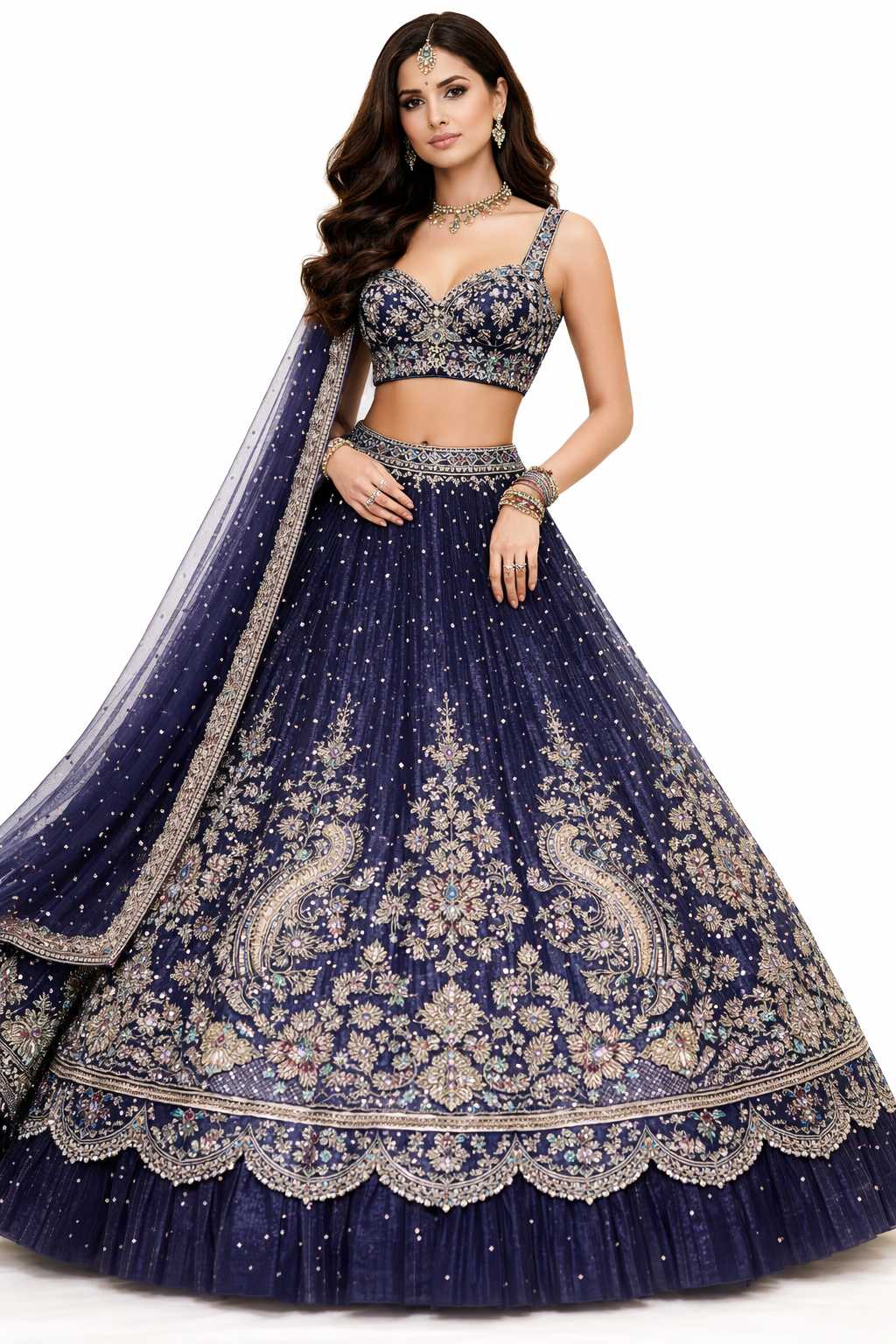 Premium Navy Blue Party Wear Lehenga for Women