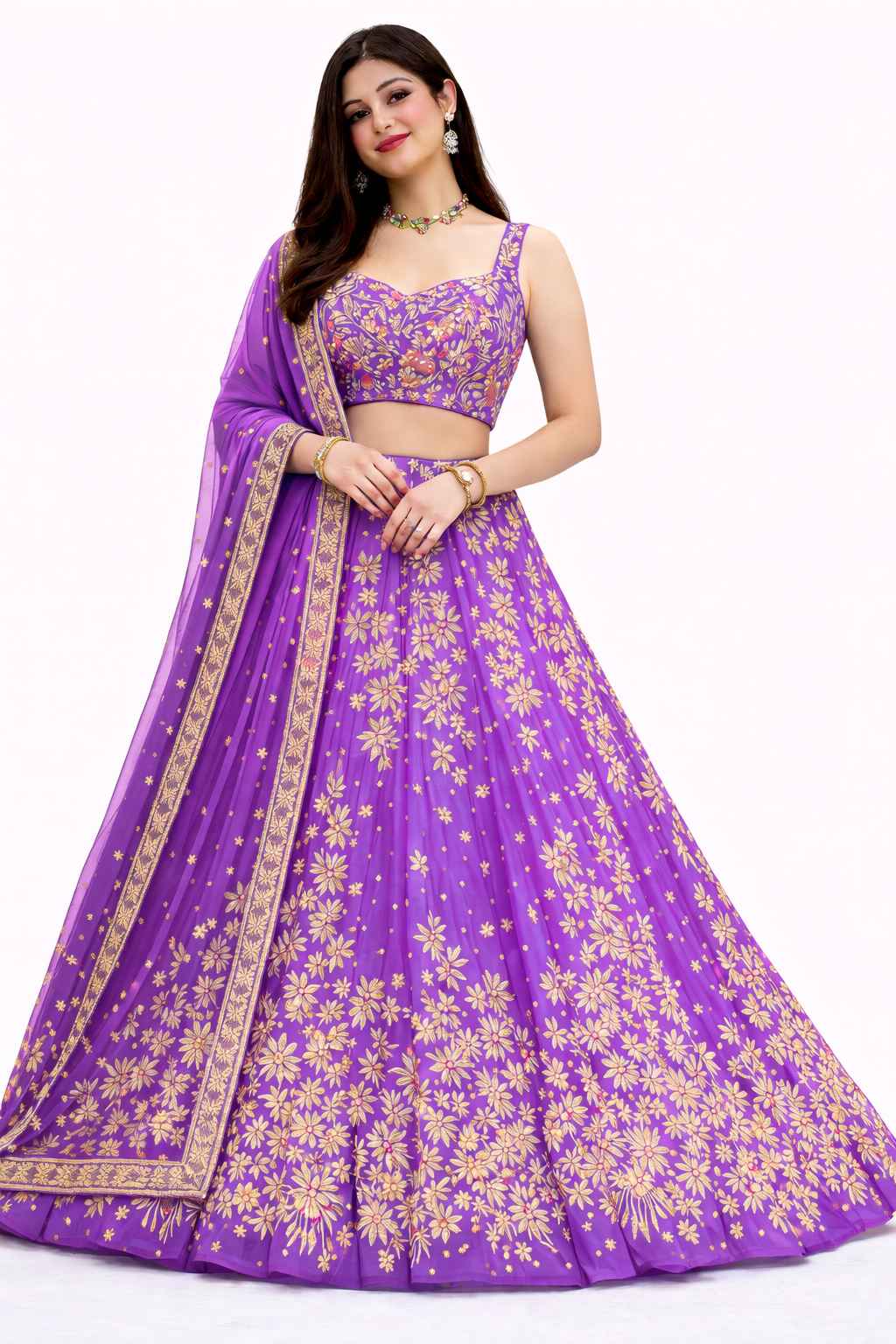 Purple Party Wear Lehenga Choli for Women