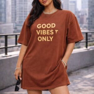 Rust Oversized T-Shirt Dress for Women | Indian Gen Z Girls