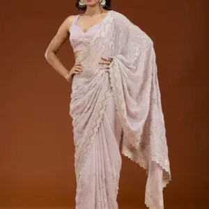 Mauve Zariwork (Gold) Georgette Saree