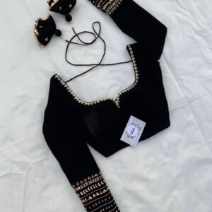 Black Designer Mirror Work Full Sleeve Saree Blouse