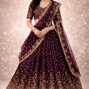Wine Purple Wedding Wear Lehenga Choli for Women