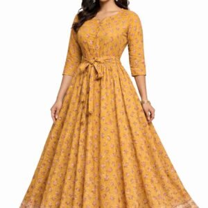 Floral Printed Cotton Maxi Gown – Premium Daily Wear