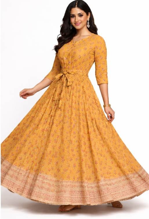 Floral Printed Cotton Maxi Gown - Premium Daily Wear - Image 5