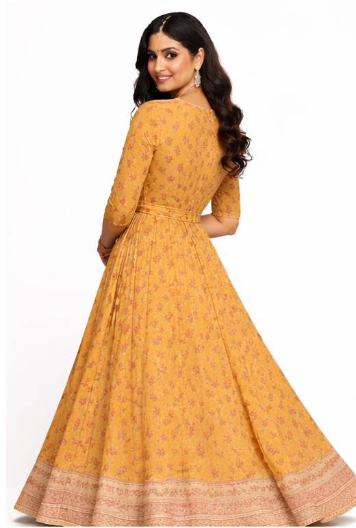 Floral Printed Cotton Maxi Gown - Premium Daily Wear - Image 3