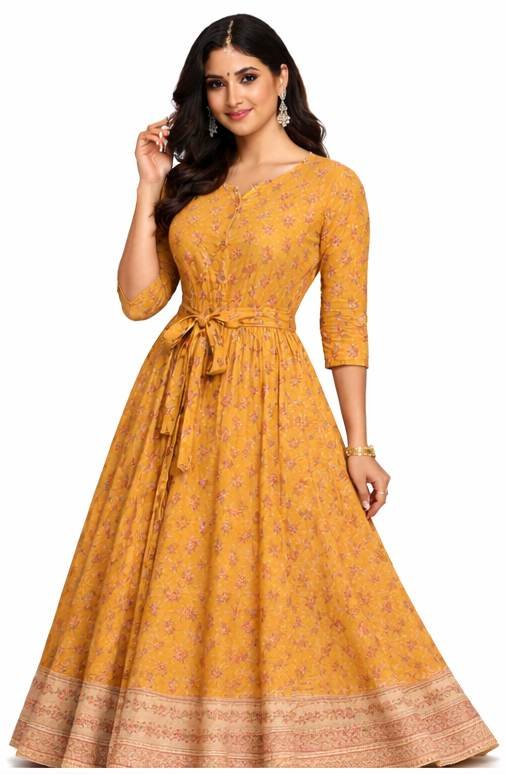 Floral Printed Cotton Maxi Gown - Premium Daily Wear - Image 2