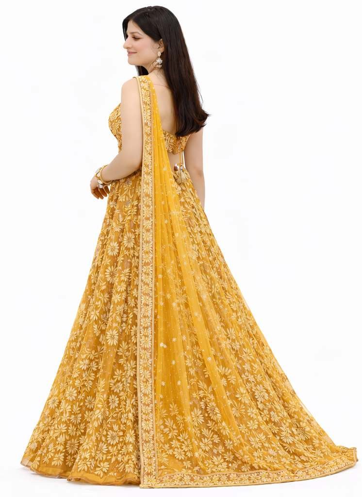 Women Mustard Yellow Party Wear Lehenga Choli Vaxriva - Image 3