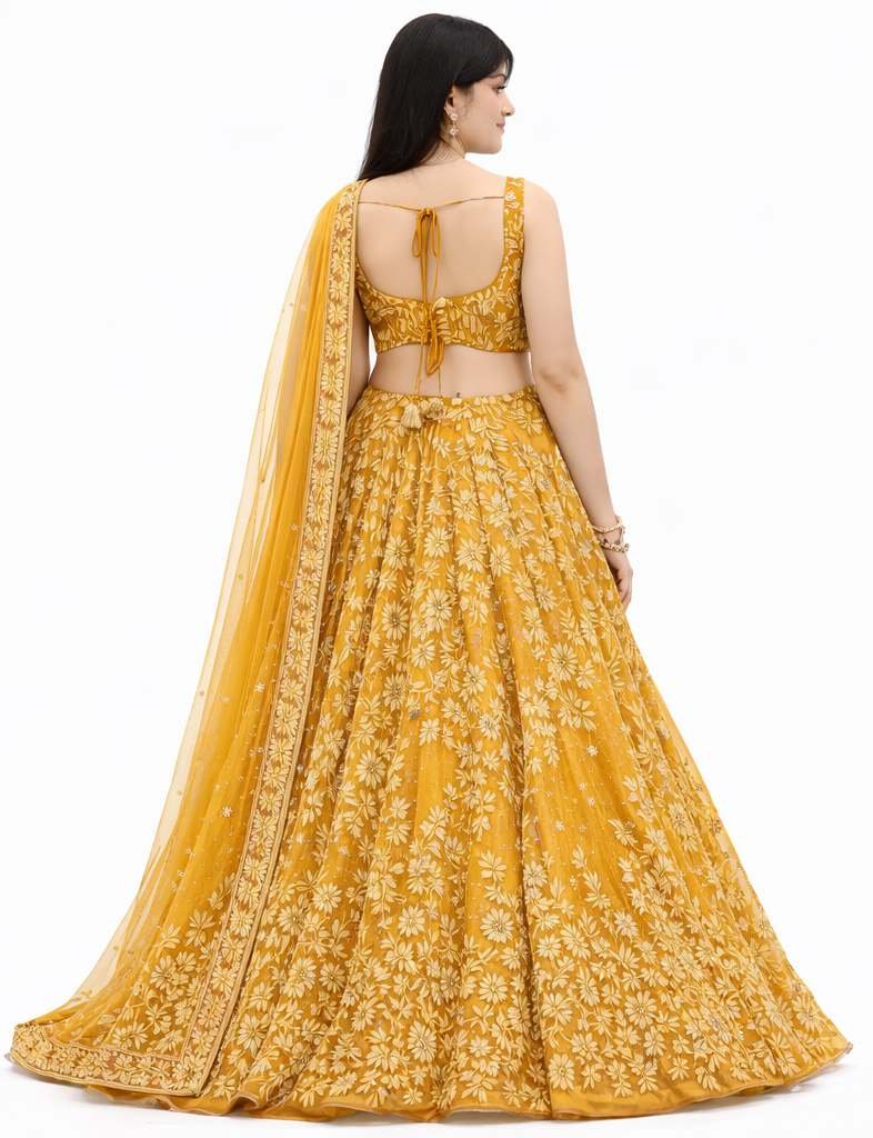Women Mustard Yellow Party Wear Lehenga Choli Vaxriva - Image 2