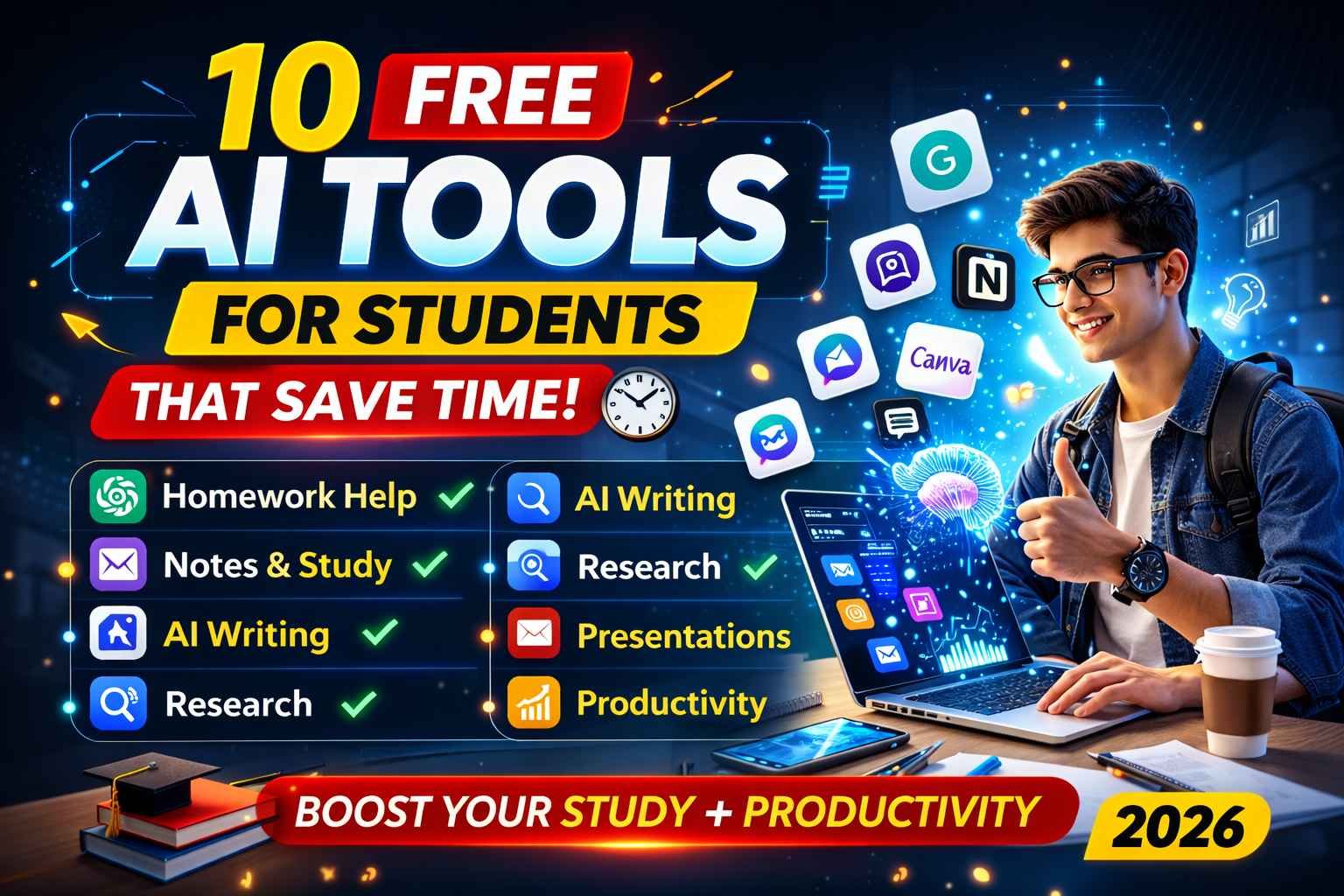 10 Free AI Tools for Students That Save Time (2026)