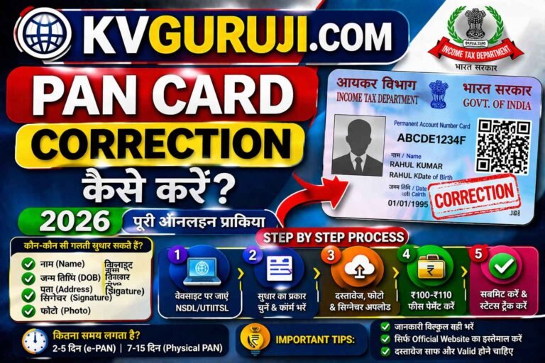 PAN Card Correction Kaise Kare Online 2026 पैन कार्ड मे करेक्शन कैसे करें