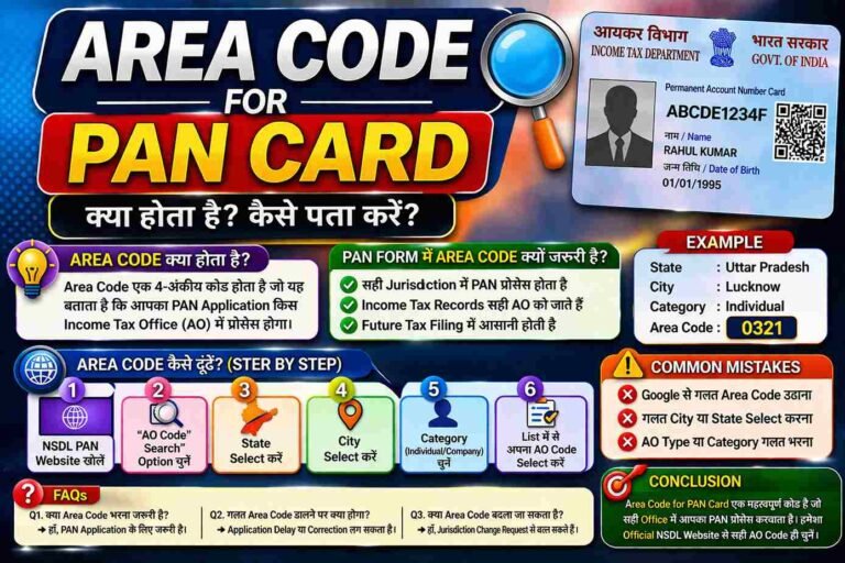 Area Code for PAN Card Kaise Milega 2026 | पैन कार्ड के लिए एरिया पिन कोड कैसे प्राप्त करें