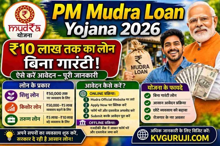 PM Mudra Loan Yojana 2026 – ₹10 लाख तक लोन कैसे मिलेगा पूरी जानकारी।